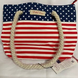 PortoVino Red White Blue Canvas Wine Purse NWT